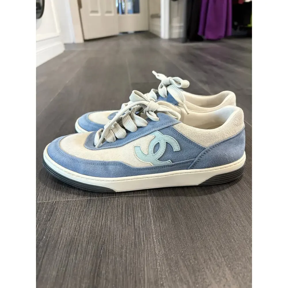 Chanel Suede Kidskin CC Low Sneakers Size 39(9)